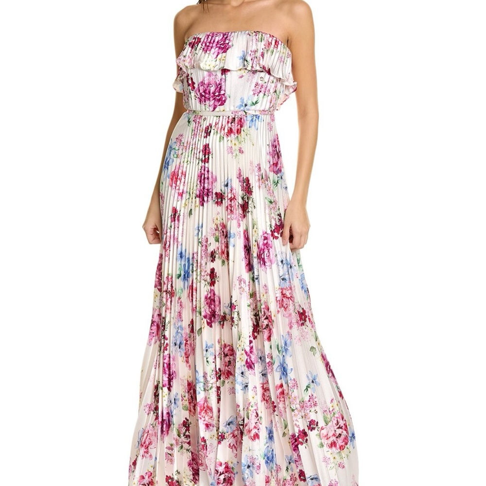 ML Monique Lhuillier Satin Strapless Gown Sz 4